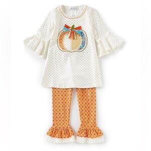 Bonnie Jean White and Orange Pumpkin outfit Set Sz 5